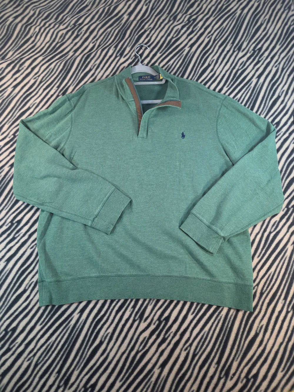 Polo Ralph Lauren Men's Green Half-Zip Cotton Pullover Sweater